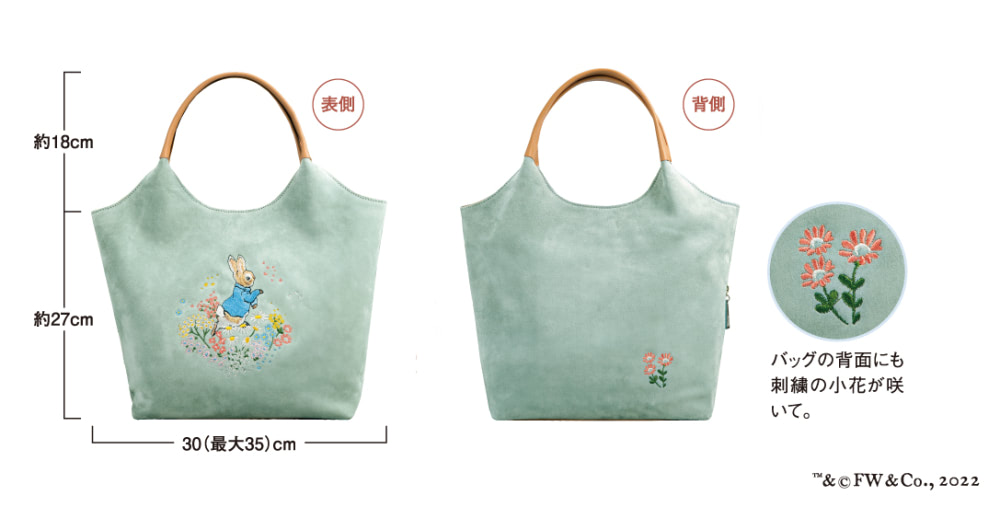 イングリッシュガーデンの花々に囲まれた『ピーターラビット』刺繍 