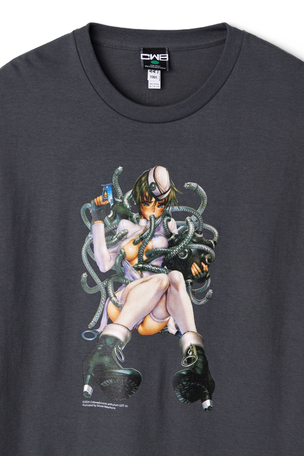 士郎正宗 × comicアンスリウム × chillweeb Tシャツ第一弾 黒 士郎正宗】新作イラストTシャツのこだわりを『chillweeb』に取材