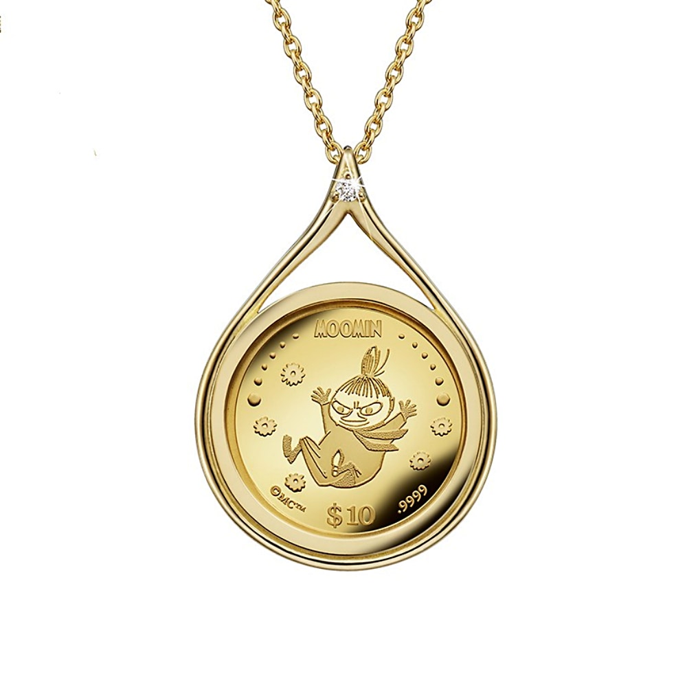 ムーミン】旅立つスナフキンと遊ぶリトルミイが純金コインペンダントに