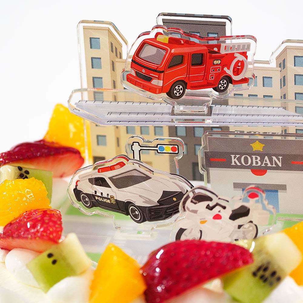 DECOスタ ケーキ】トミカはたらく車＆緊急車両が大集合